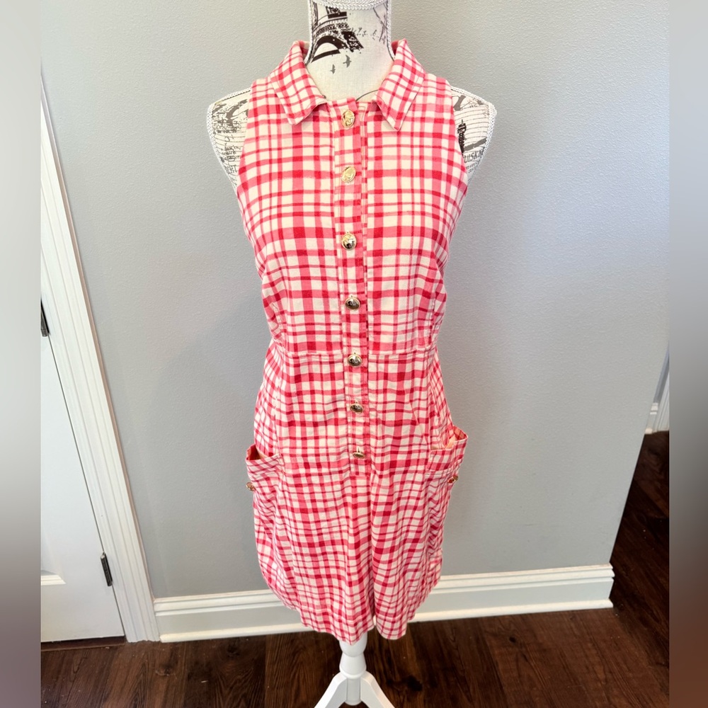 Anthropologie Red and White Checkered Dress